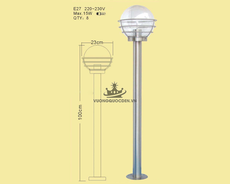 Đèn năng lượng sân vườn hình tròn ROL393-1